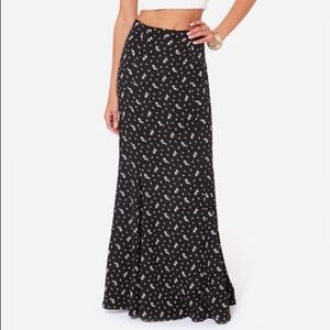 Lucy Love Sweet Jane Black Floral Maxi Skirt